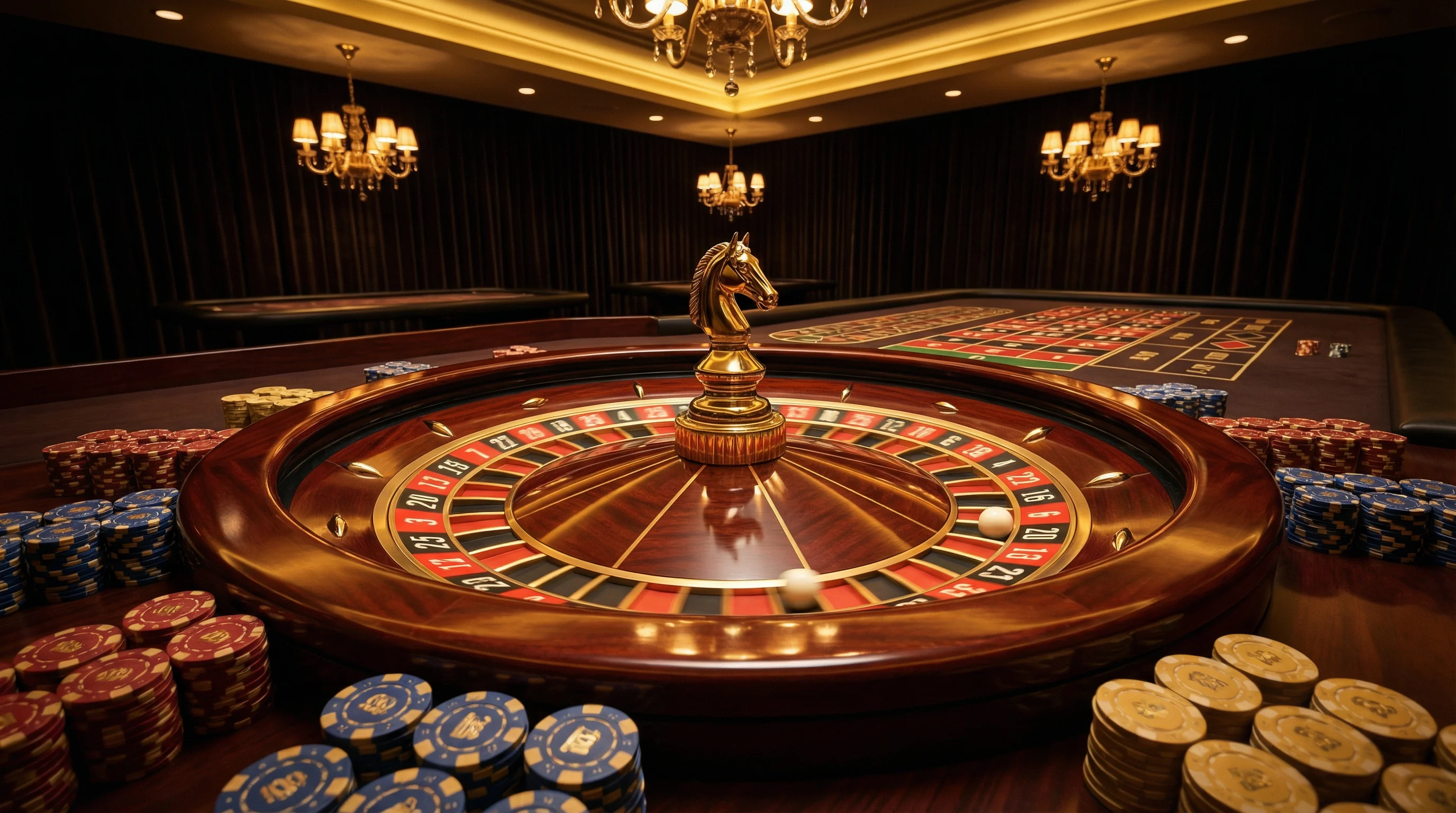 Roleta europeia de luxo com bola girando no leaobet